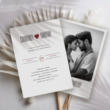 Minimalist Heart Wedding Invitation With Photo