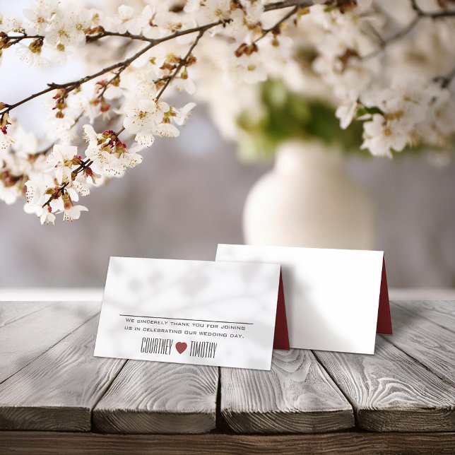 Minimalist Heart Wedding Place Card (Creator Uploaded)