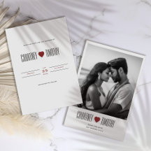 Minimalist Heart Wedding Save The Date With Photo