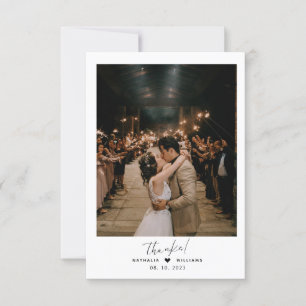 Minimalist heart with photo Dusty Blue Wedding Thank You Card