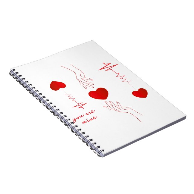 Minimalist Heartbeat and Hands Love Mug – Romantic Notebook (Right Side)
