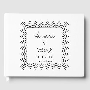 Minimalist Hearts Border Frame Wedding Logo Script Guest Book