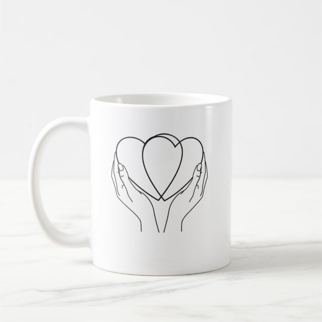Minimalist Hearts & Hands Line Art Mug (Left)