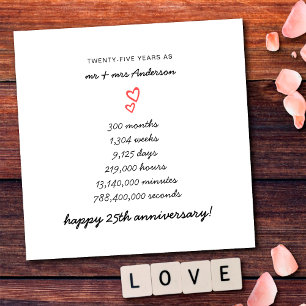 Minimalist Hearts Happy 25th Wedding Anniversary Card