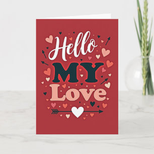 Minimalist Hearts Hello My Love Card