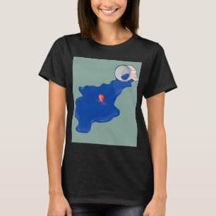 Minimalist Heathers Art - Blue Liquid and Red Ball T-Shirt