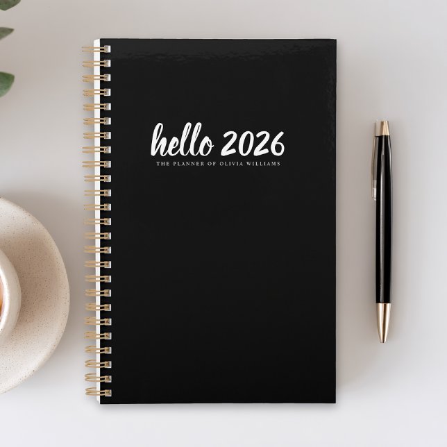 Minimalist Hello 2026 Black Planner (Creator Uploaded)