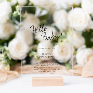 Minimalist Hello Baby Baby Shower Acrylic Invitations