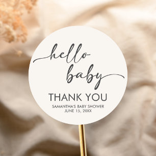 Minimalist Hello Baby Baby Shower Classic Round Sticker