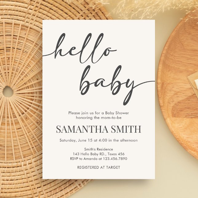 Minimalist Hello Baby Baby Shower Invitation (Hello Baby Baby Shower Invitation)