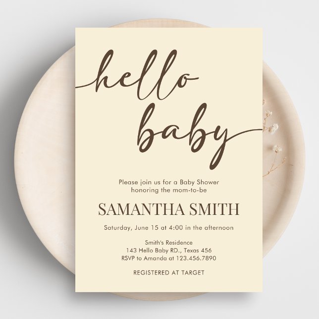 Minimalist Hello Baby Baby Shower Invitation (Minimalist Hello Baby Shower Invitation)