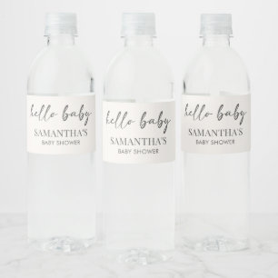 Minimalist Hello Baby Baby Shower Water Bottle Label