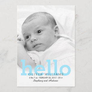 Minimalist Hello Baby Birth Photo Announcement