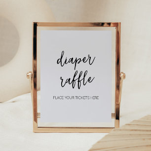Minimalist Hello Baby Modern Diaper Raffle Poster