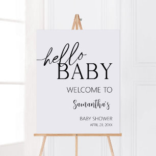 Minimalist Hello Baby Modern Welcome Poster