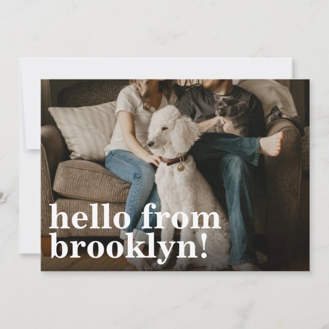 Minimalist Hello New Home Address Photo Moving Announcement (Front)