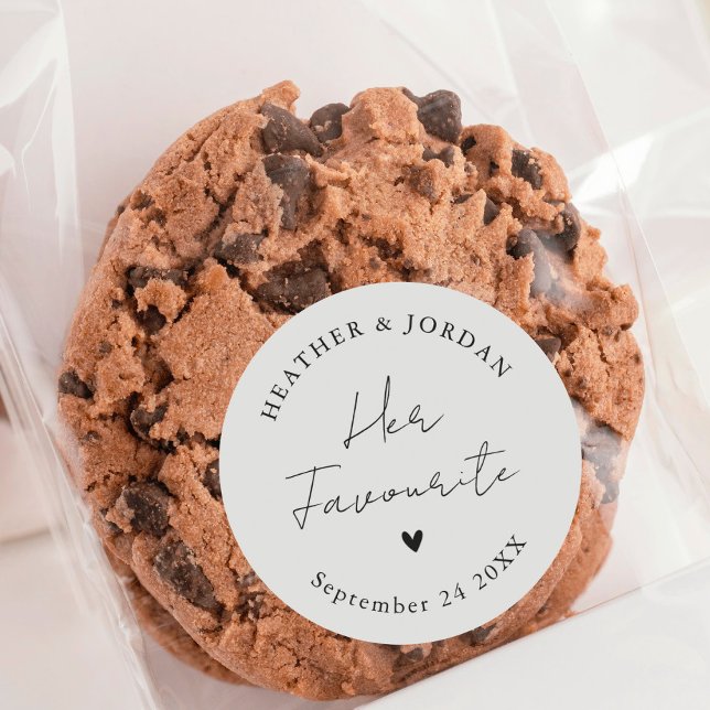 Minimalist Her Favourite Wedding Party Favours Classic Round Sticker (Creator Uploaded)