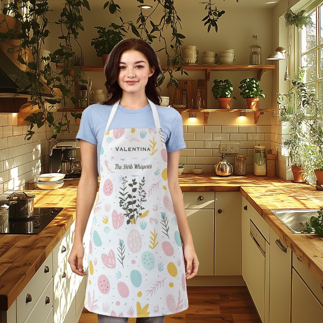 Minimalist Herb Whisperer with pastel abstract  Apron (Creator Uploaded)