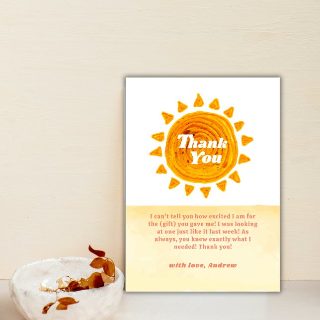 Minimalist Here Come The Son Boho Baby Shower  Thank You Card (Minimalist Here Come The Son Boho Baby Shower Thank You Card)