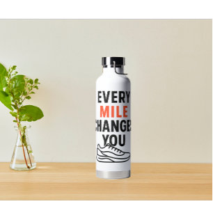 Minimalist Hiking Quotes Orange Black Text Water Bottle
