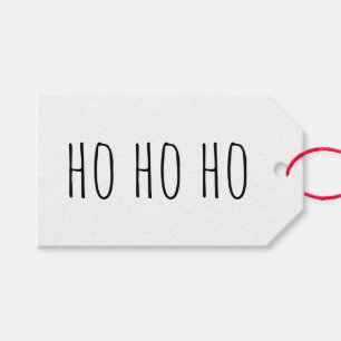 Minimalist HO HO HO Christmas. Cute Modern Holiday Gift Tags