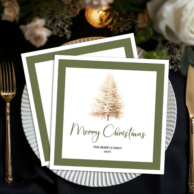 Minimalist Holiday Christmas Tree Custom Napkins (Minimalist Holiday Christmas Tree Custom Napkins)