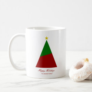 Minimalist holiday Christmas tree red green Coffee Mug
