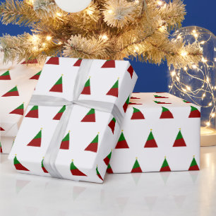 Minimalist holiday Christmas tree red green Wrapping Paper
