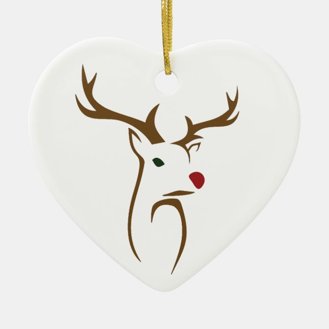 Minimalist Holiday Deer Line Art Ceramic Tree Decoration (Front)