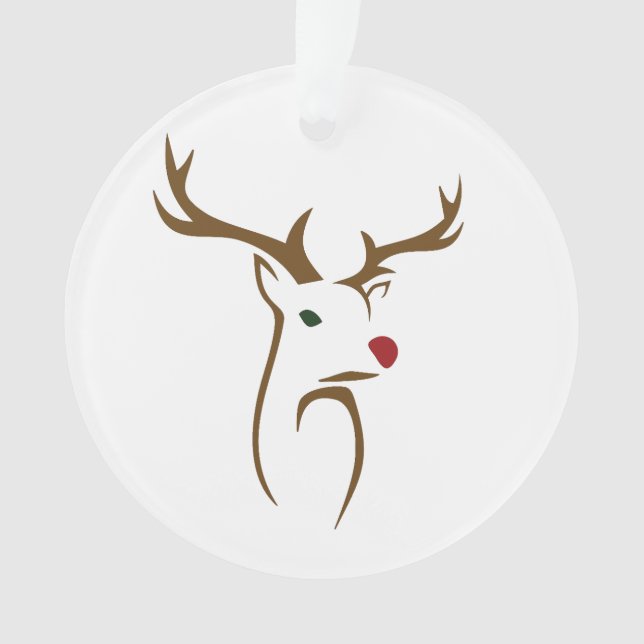 Minimalist Holiday Deer Line Art Ornament (Front)