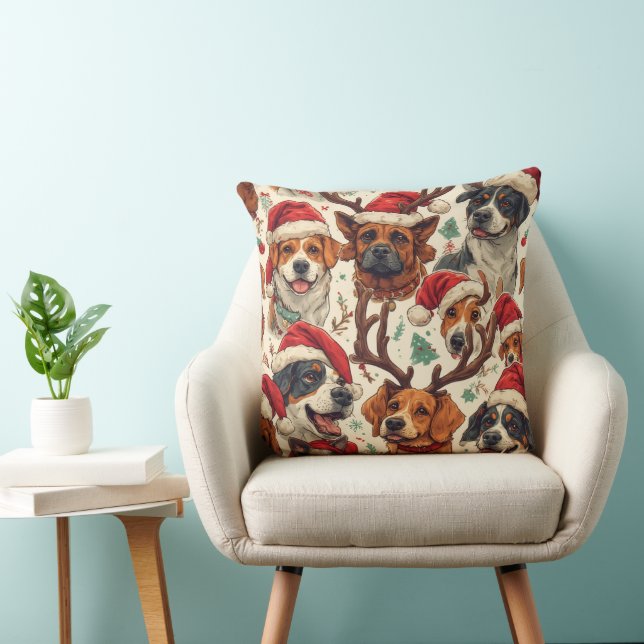 Minimalist Holiday Dog Lover Gift | Festive Contin Cushion (Chair)