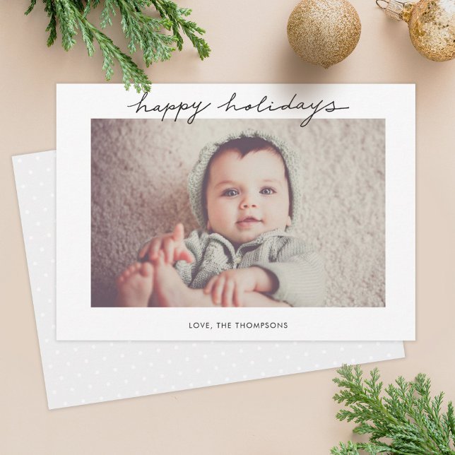 Minimalist Holiday Handwriting Script Photo Card (Creator Uploaded)