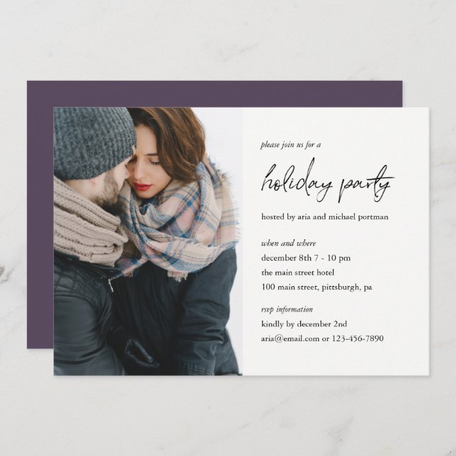 Minimalist Holiday Party Photo Invitation (Front/Back)