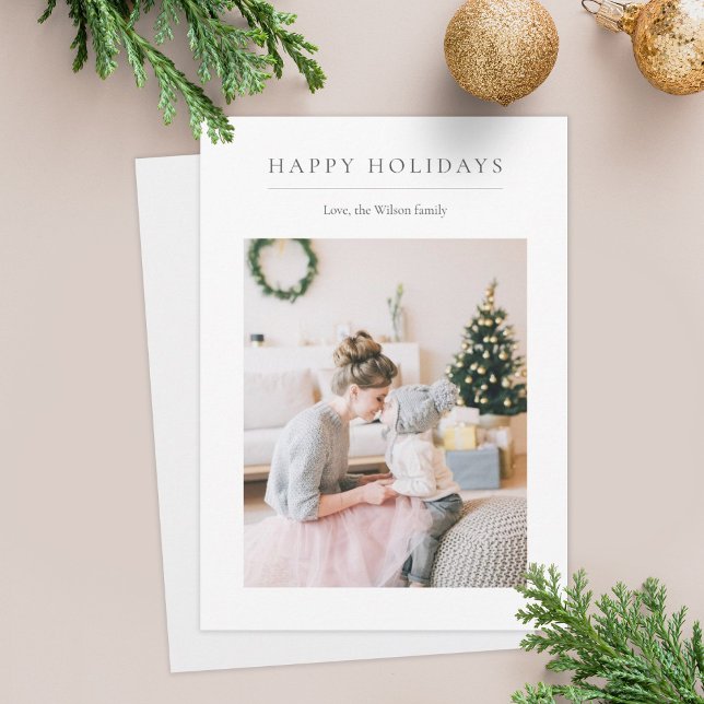 Minimalist Holiday Photo Card | Light Grey (Creator Uploaded)