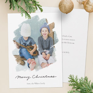 Minimalist Holiday Photo Card   White