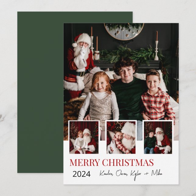 Minimalist Holiday Photo Card With 4 Photos (Front/Back)