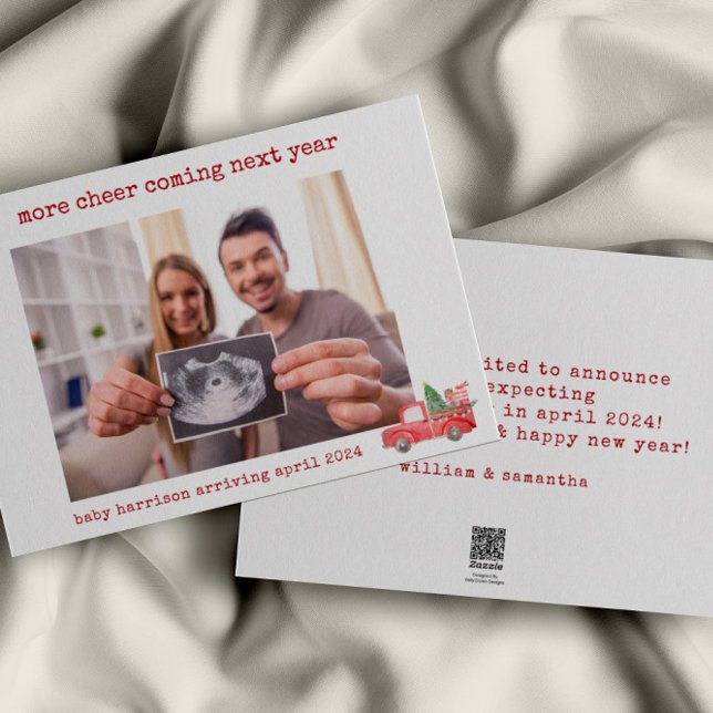 Minimalist Holiday Pregnancy Announcement Card (Creator Uploaded)