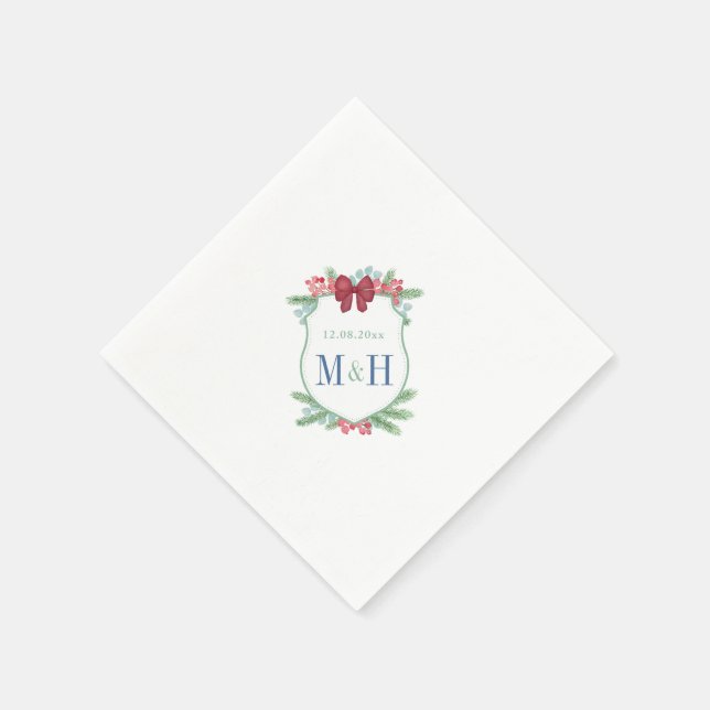 Minimalist Holidays Crest Christmas Wedding Shower Napkin (Corner)