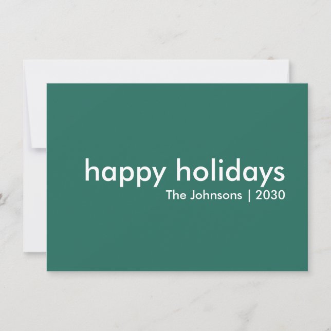 Minimalist Holidays | Modern Simple Forest Green Holiday Card (Front)