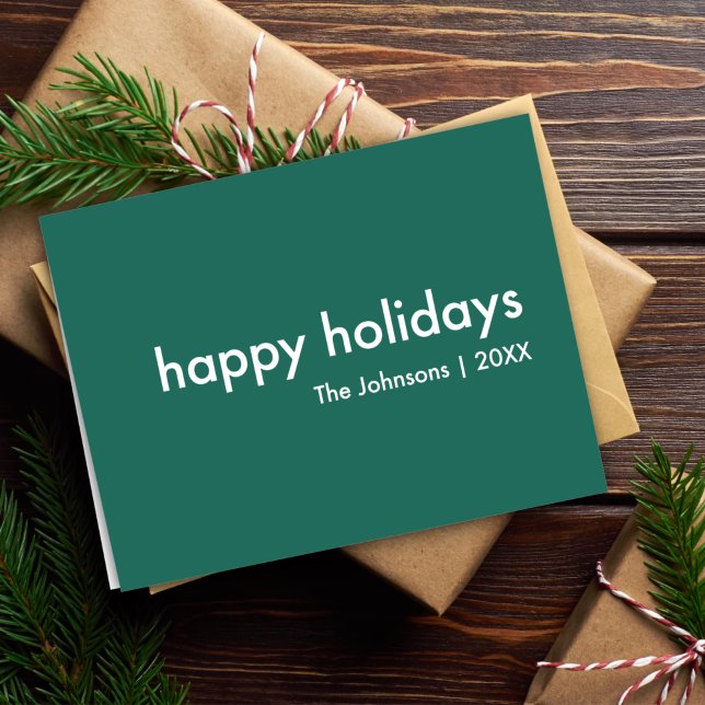 Minimalist Holidays | Modern Simple Forest Green Holiday Card (Creator Uploaded)