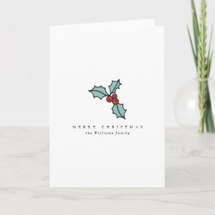 Minimalist Holly Berry Christmas Holiday Card