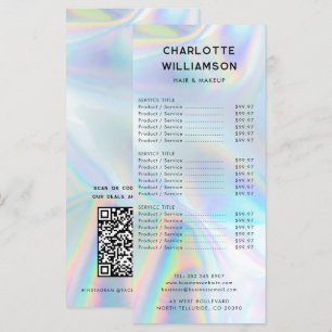 Minimalist Holographic Business Price List Card