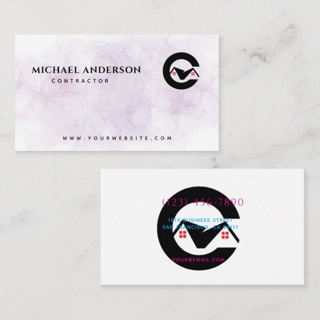 Minimalist Home Building Construction Luxe Busines Business Card (Front/Back)