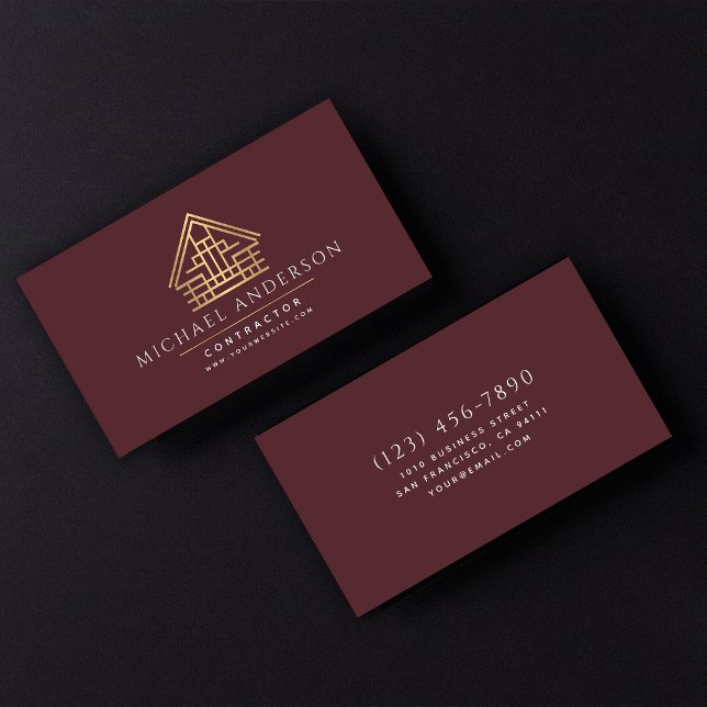 Minimalist Home Building Construction Luxe  Business Card (Creator Uploaded)