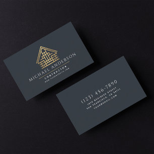 Minimalist Home Building Construction Luxe Business Card
