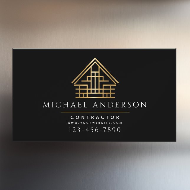 Minimalist Home Building Construction Luxe  Magnetic Business Card (Creator Uploaded)