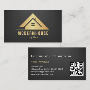 Minimalist Home Building Construction Luxe QR Code Business Card