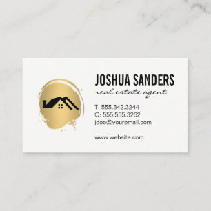 Minimalist Home Icon / Gold Brushed Business Card