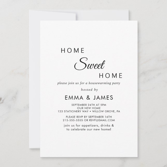 Minimalist Home Sweet Home Housewarming Party  Invitation (Front)