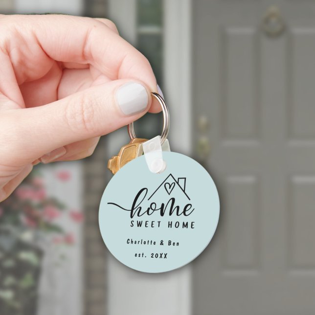 Minimalist Home Sweet Home Personalised New Home Key Ring (Minimalist Home Sweet Home Personalized Keychain)